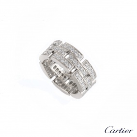 Cartier 18k White Gold Diamond Set Maillon Panthere Ring B4111700
